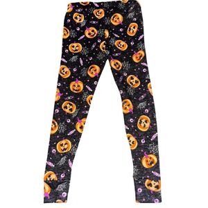 Kids Halloween Pumpkin Spiderweb Candy Pajama Sleep Leggings‎ Pants Size 4